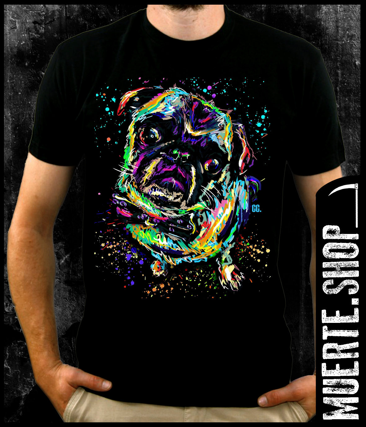 Черна тениска NEON PUG Черна тениска NEON PUG